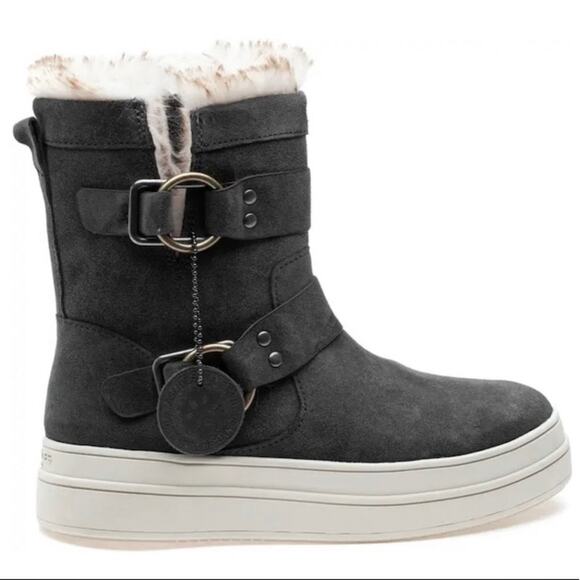 J/Slides NYC Nelly Gray Women Winter Boot Size 8.5 Suede Faux Fur Waterproof New - Picture 3 of 10